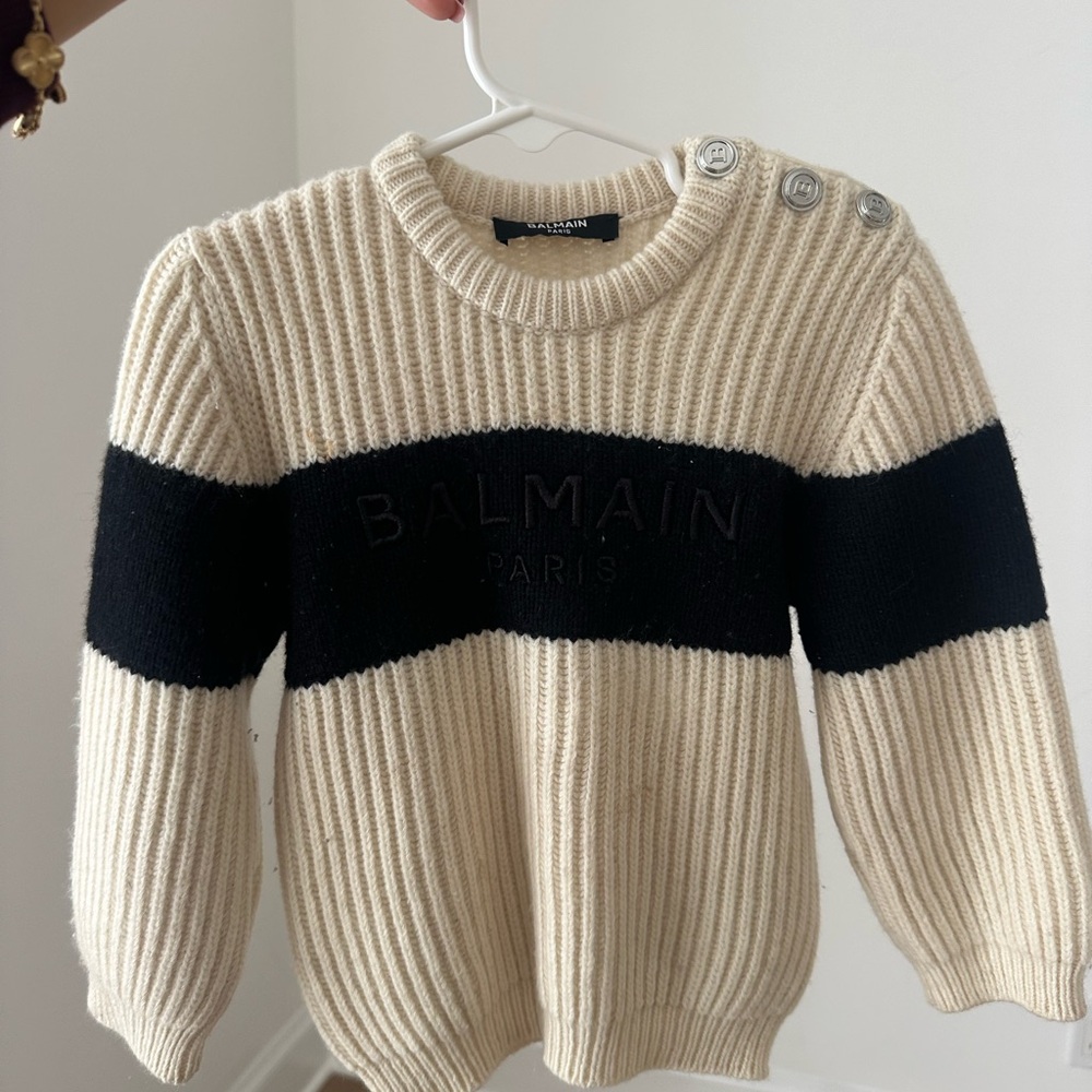 Authentic Balmain kid’s Cream and Black Sweater